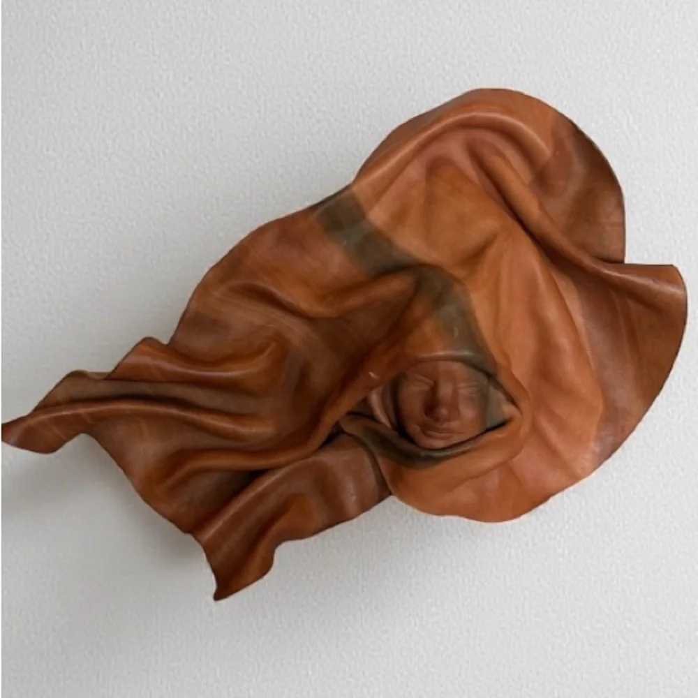 VTG Sculpted Leather Wall Art Hooded Woman Face Sculpture Signed G. Binst 14”X9” - Picture 16 of 16